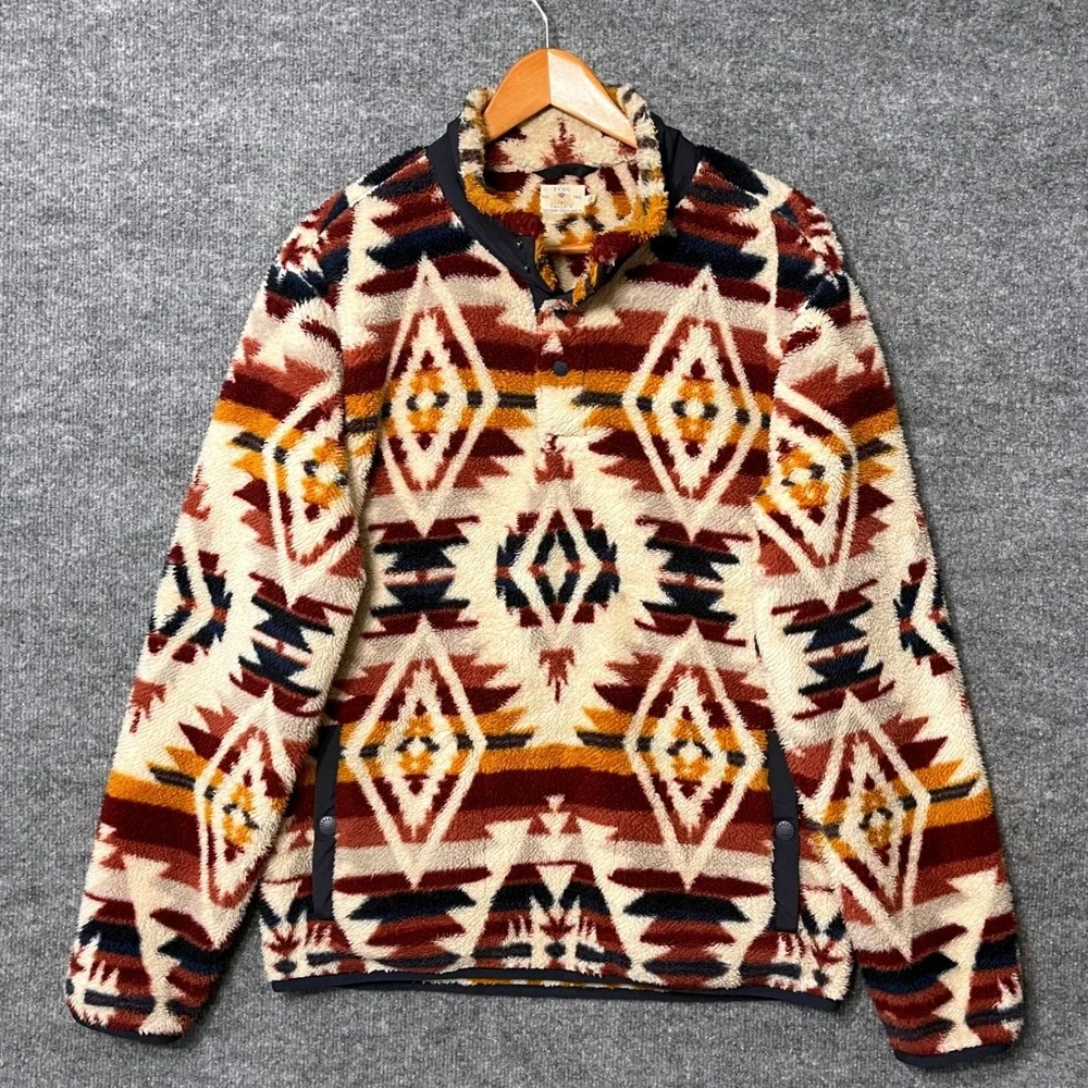 Faherty Thunder Voice Hat Mens S Sherpa Fleece Pullover Geometric Axtec Western